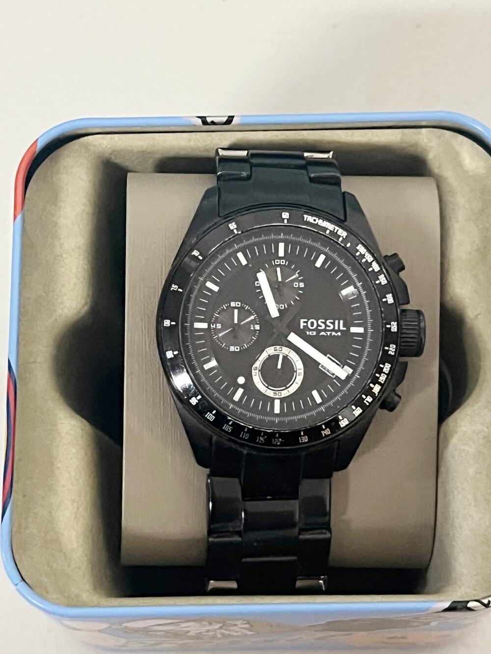 Fossil CH2601 Decker Men's Black Chronograph Watch, Stainless Steel Wristwatch